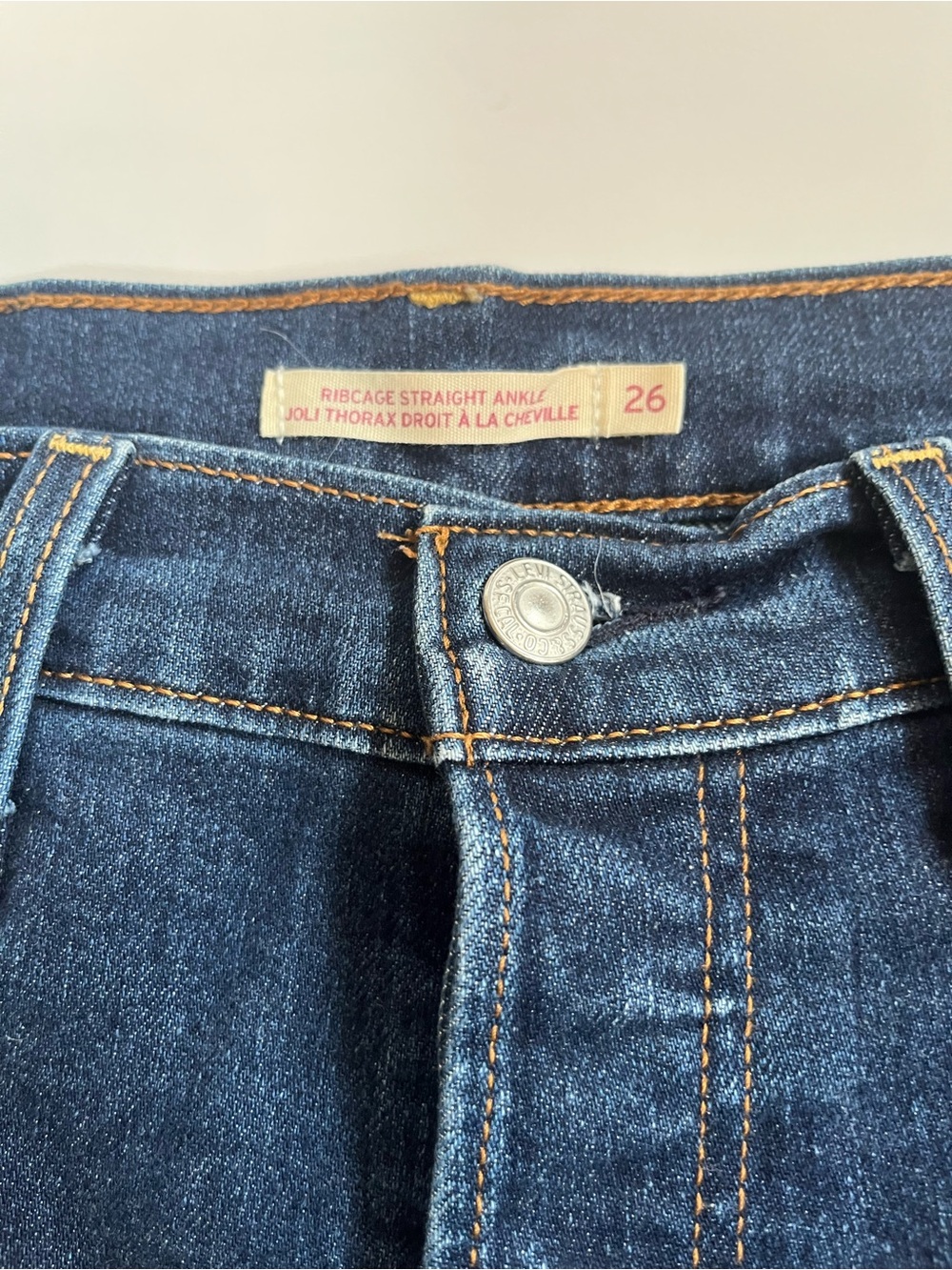 Levi's Indigo Wash Wide Ribcage Straight Ankle Cropped High Rise Denim Jeans - Picture 6 of 12